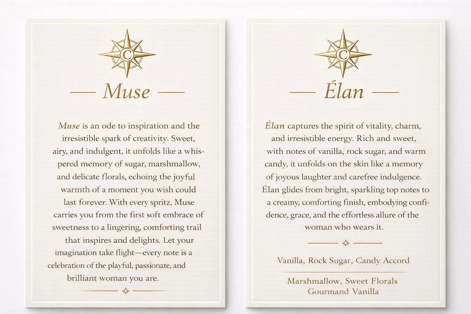 Muse and Elan Scent Cards